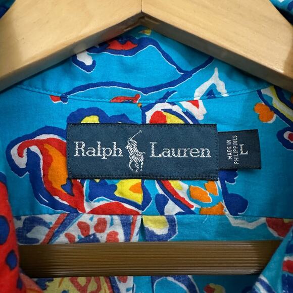 RALPH LAUREN Shirt Colorful Paisley All Over Print Button Down LS Party - Picture 5 of 8
